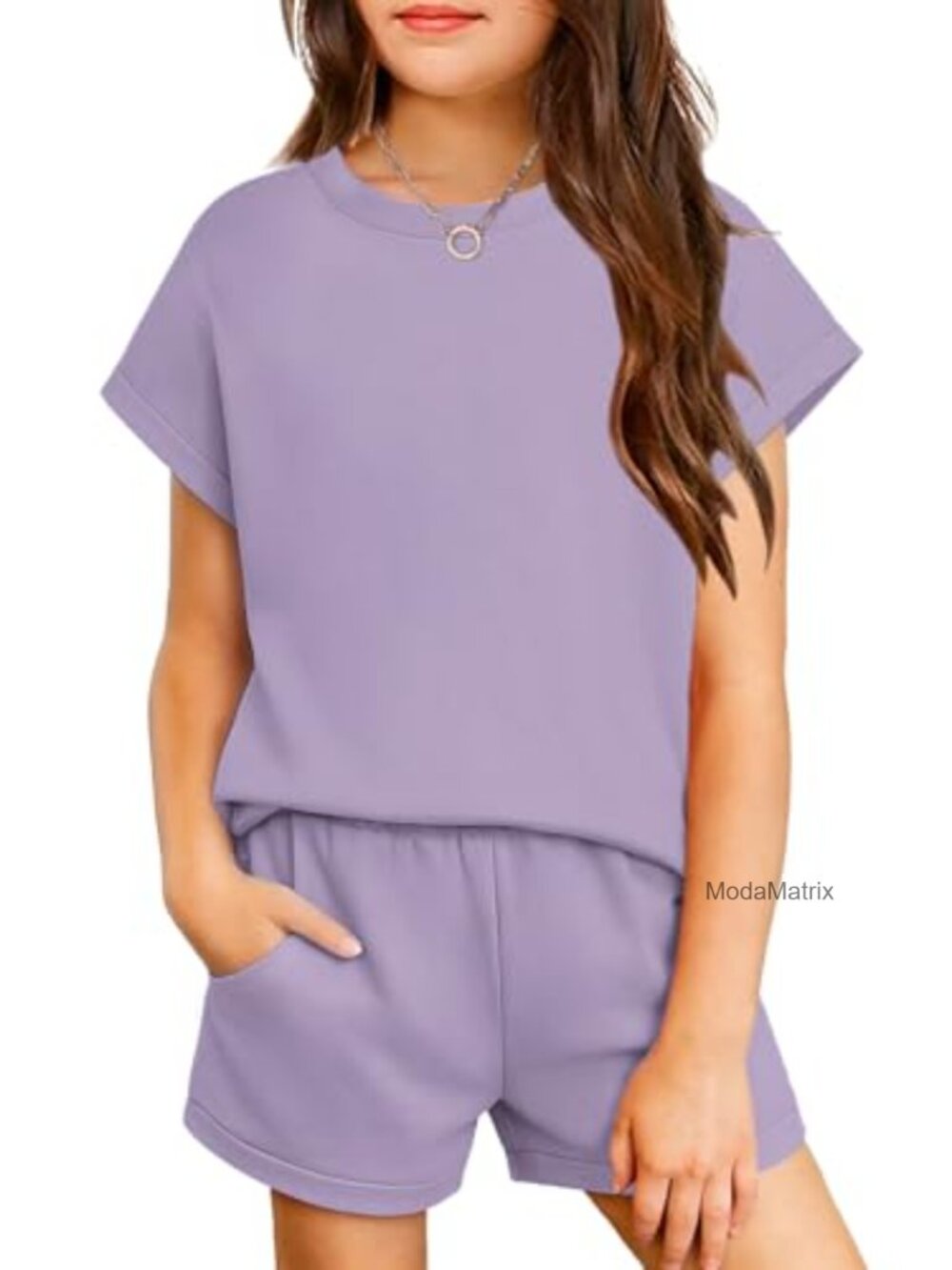 Girls 2-Piece Short Sleeve Top and Shorts Set, Soft Knit